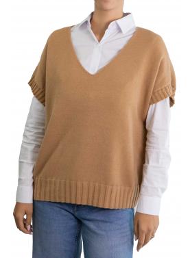 Gilet tinta unita scollo a V modello over 